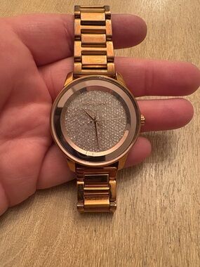 Michael Kors Rose Gold-Tone Crystal Dial Bracelet Watch